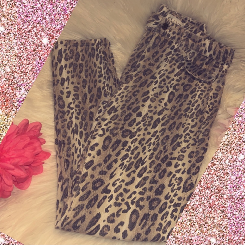 Cheetah Print Stretchy Denim Jeans